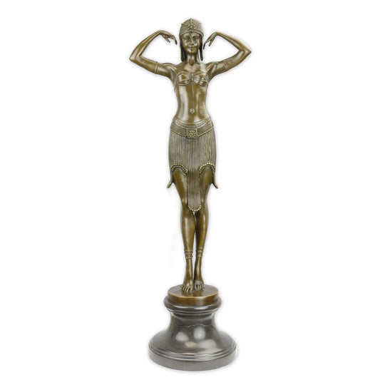 STATUE MODERNE SCULPTURE BRONZE DANSEUSE SCARABEE