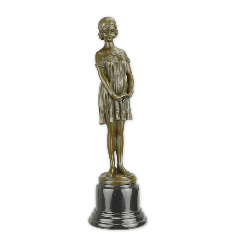 STATUE MODERNE SCULPTURE BRONZE  FILLE AU LIT