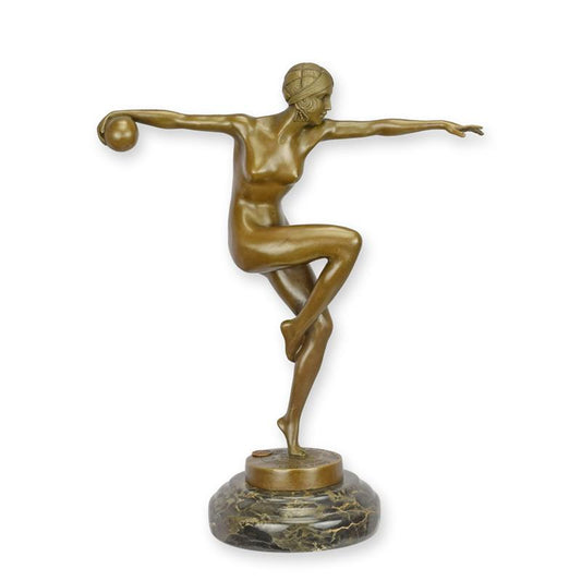 STATUE MODERNE SCULPTURE BRONZE DANSEUSE AVEC UN BALLON