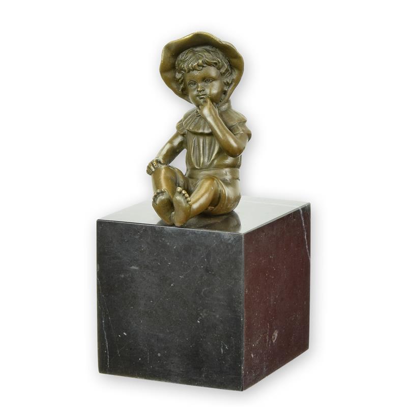 STATUE MODERNE SCULPTURE BRONZE PETITE FILLE ASSISE