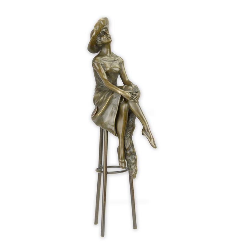 STATUE MODERNE SCULPTURE BRONZE ASSIS AU BAR