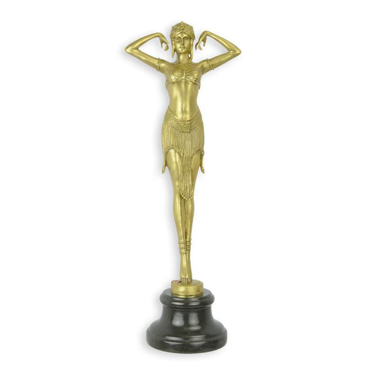 STATUE MODERNE SCULPTURE BRONZE POLI DE LA DANSEUSE DU SCARABÉE