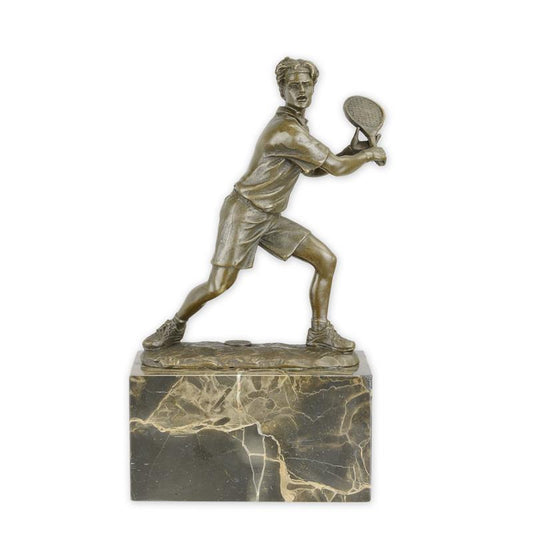 STATUE MODERNE SCULPTURE BRONZE JOUEUR DE TENNIS