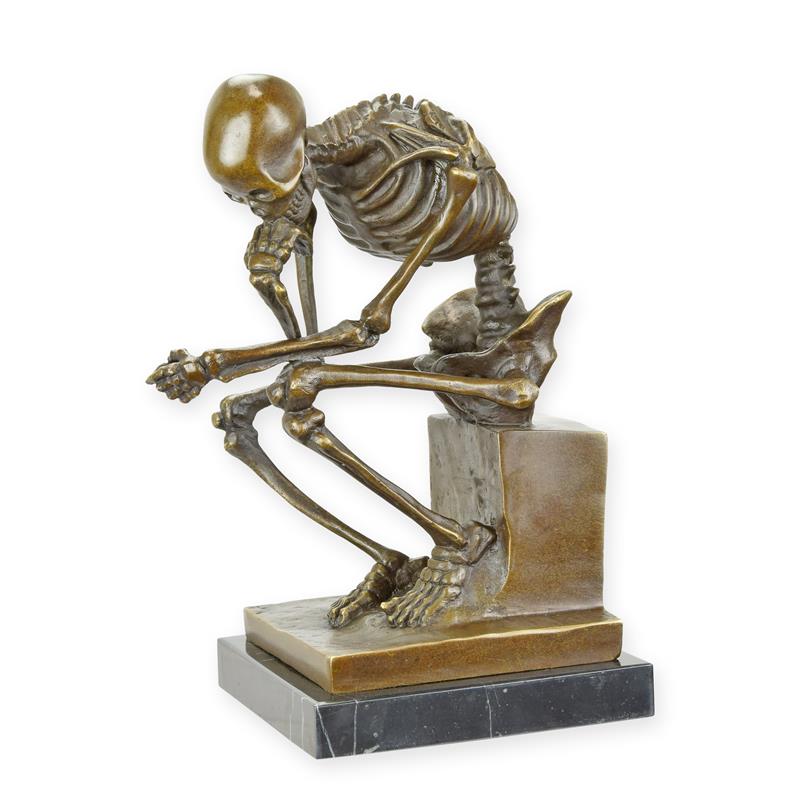 STATUE MODERNE SCULPTURE BRONZE DU PENSEUR SQUELETTE