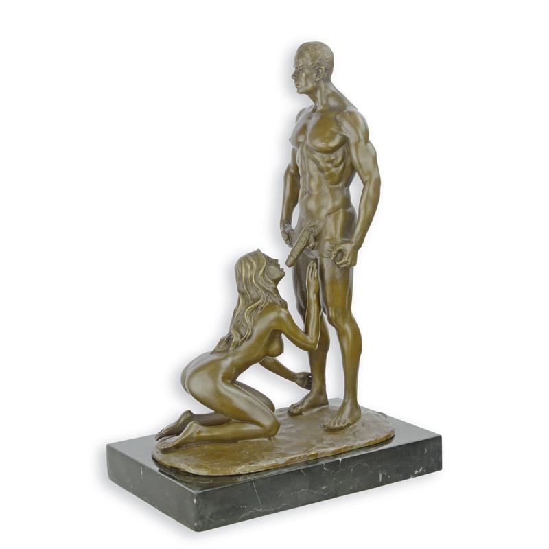 STATUE MODERNE SCULPTURE EROTIQUE BRONZE FEMME PRATIQUEFELLATION