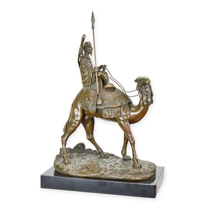 STATUE MODERNE SCULPTURE BRONZE DROMEDIAIRE ET DE SON CAVALIER