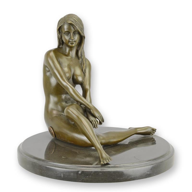 STATUE MODERNE SCULPTURE BRONZE NU ASSIS