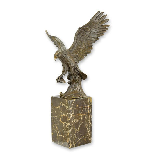 STATUE MODERNE SCULPTURE BRONZE AIGLE PÊCHEUR