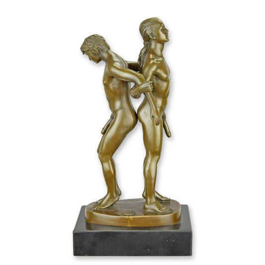 STATUE MODERNE SCULPTURE BRONZE DE DEUX HOMMES NUS