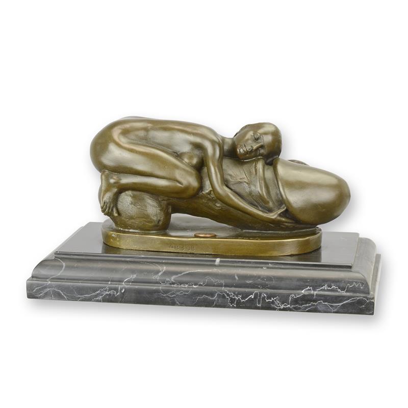STATUE MODERNE SCULPTURE BRONZE FEMME ETOUFLANT UN PHYLON