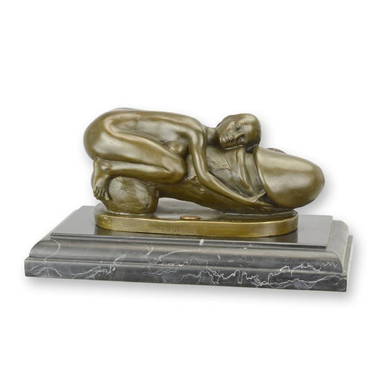 STATUE MODERNE SCULPTURE BRONZE FEMME ETOUFLANT UN PHYLON