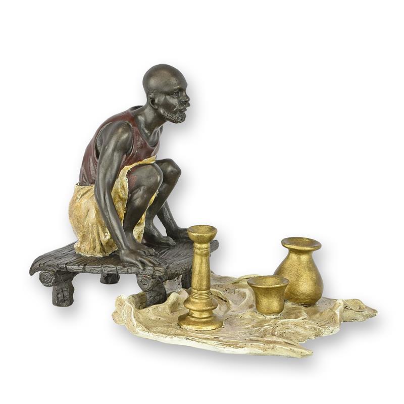 STATUE MODERNE SCULPTURE BRONZE VDEUR DE POTERIE ARABE