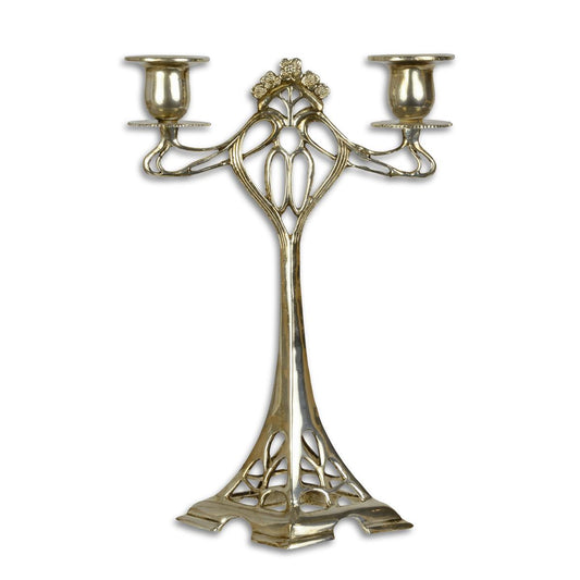 DEUX CANDÉLABRE EN BRONZE CLAIR - PLAQUÉ ARGENT