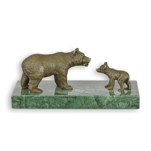 Sculpture en bronze ourse et de son ourson