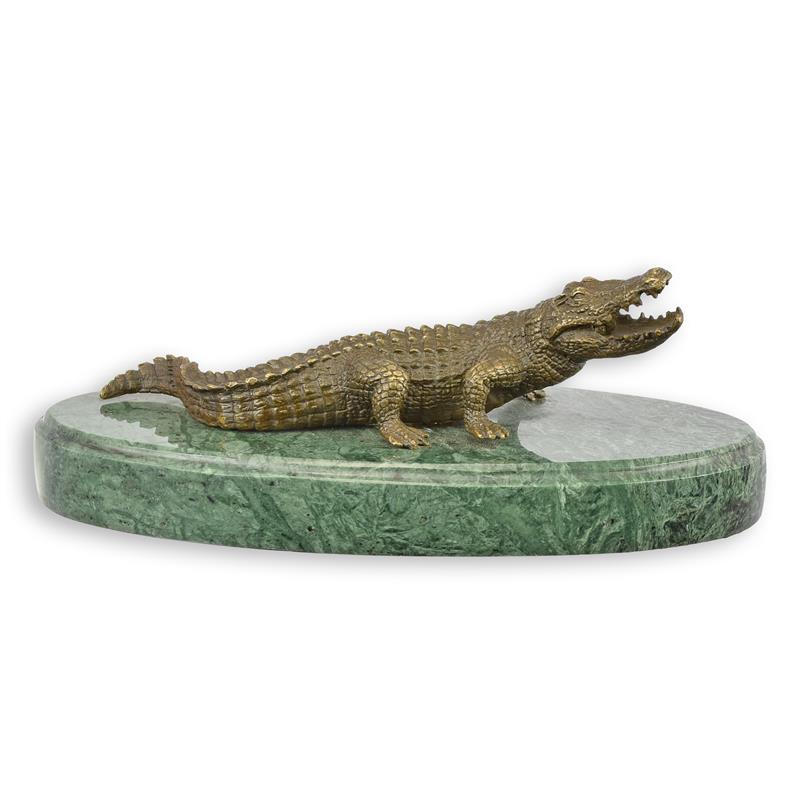 STATUE MODERNE SCULPTURE BRONZE CROCODILE