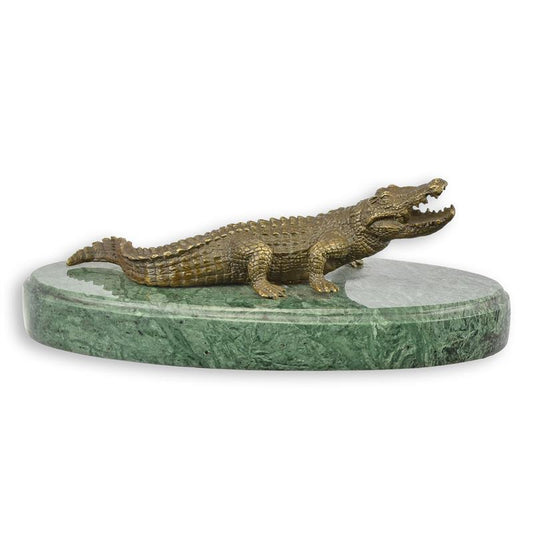 STATUE MODERNE SCULPTURE BRONZE CROCODILE