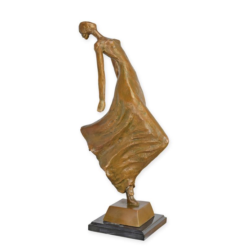 STATUE MODERNE SCULPTURE BRONZE FEMME DANSANTE HABILLEE