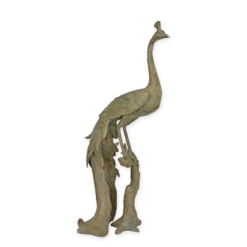 STATUE MODERNE SCULPTURE BRONZE PAON VERT