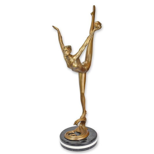STATUE MODERNE SCULPTURE BRONZE BALLERINE AVEC UN BALLON