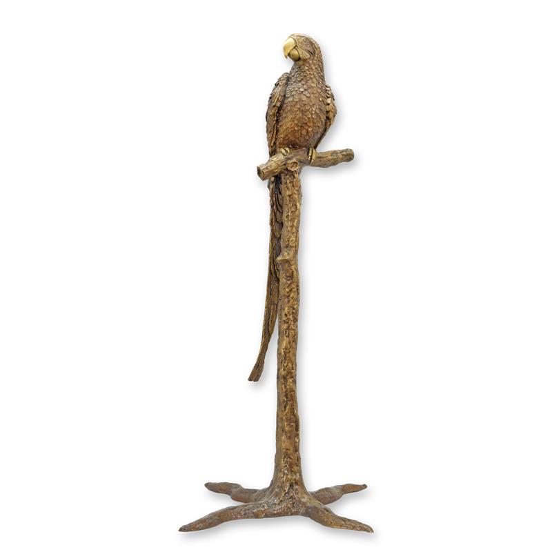 STATUE MODERNE SCULPTURE BRONZE PERROQUET SURBRANCHE