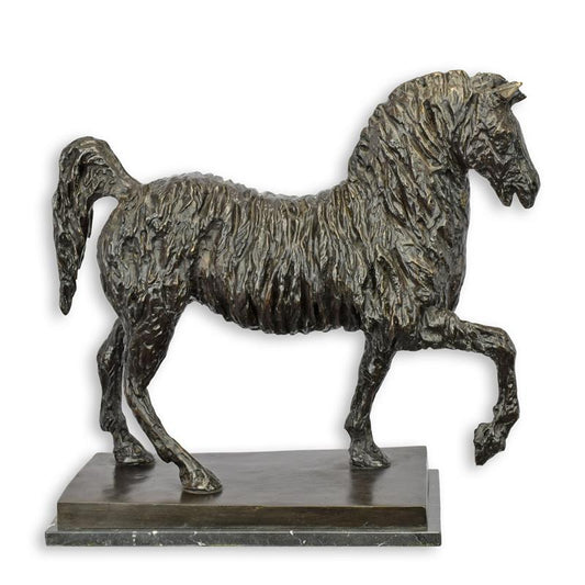 STATUE MODERNE SCULPTURE BRONZE CHEVAL AU TROTTING