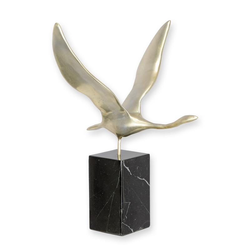 STATUE MODERNE SCULPTURE en bronze cygne en vol
