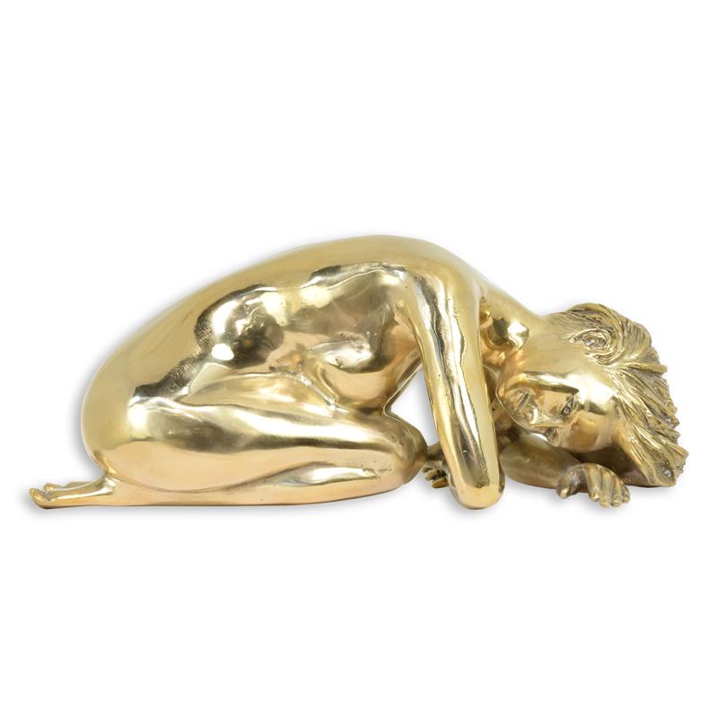 STATUE MODERNE SCULPTURE BRONZE FEMME NUE ALLONGEE