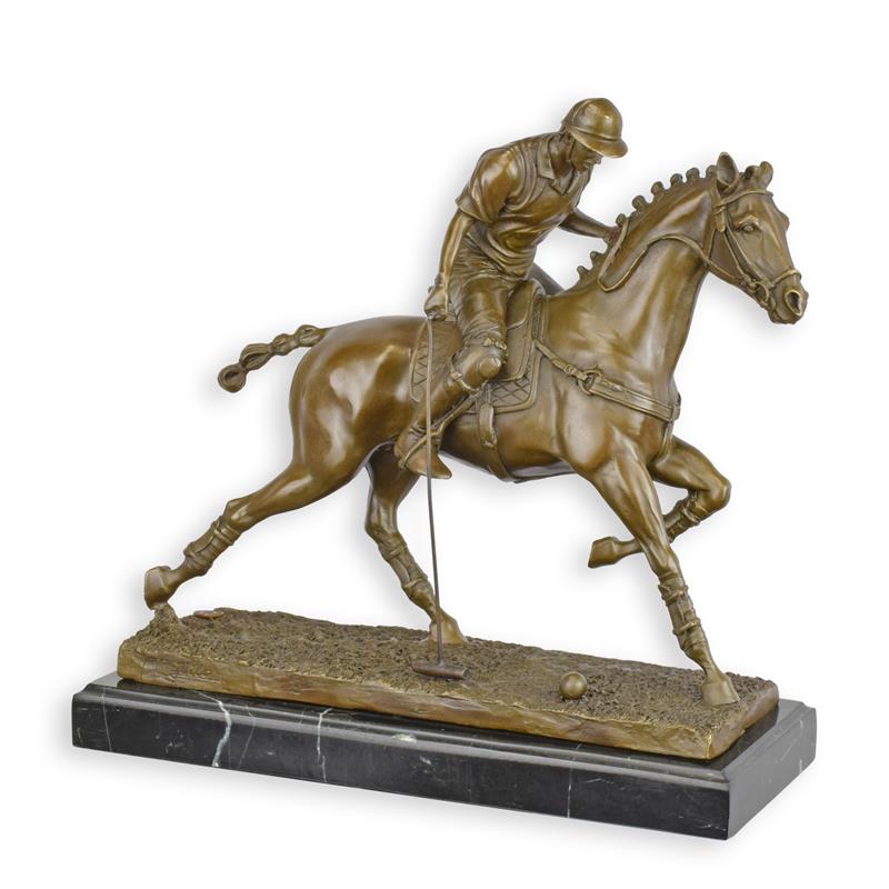 STATUE MODERNE SCULPTURE BRONZE JOUEUR DE POLO