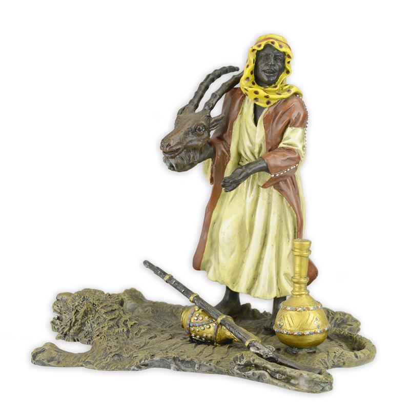 STATUE MODERNE SCULPTURE BRONZE CHASSEUR ARABE