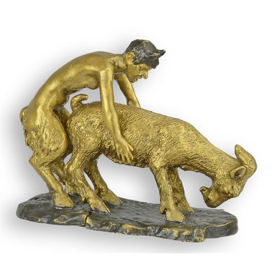 UN GROUPE EN BRONZE UN FAUNE ET UNE CHÈVRE