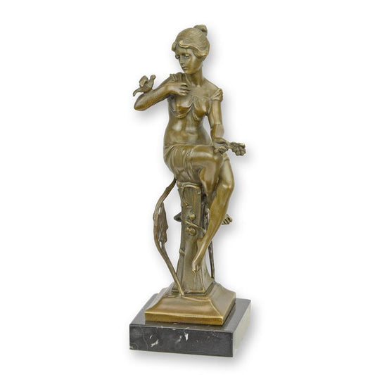 STATUE MODERNE SCULPTURE BRONZE DAME ASSISE