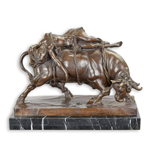 STATUE MODERNE SCULPTURE BRONZE D'EUROPE ET DU TAUREAU