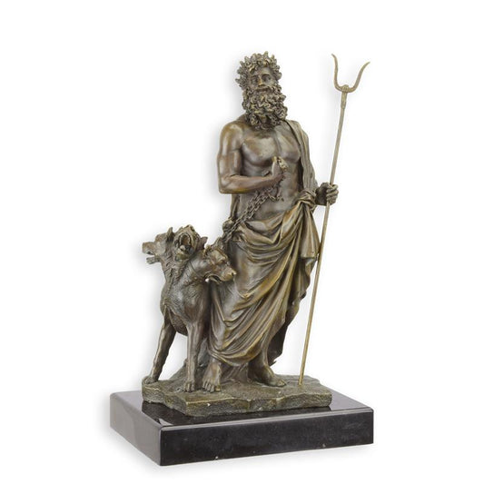 STATUE MODERNE SCULPTURE BRONZE D'HADÈS ET DE CERBÈRE
