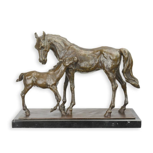 STATUE MODERNE SCULPTURE BRONZE CHEVAL ET DE SON CHEVAL