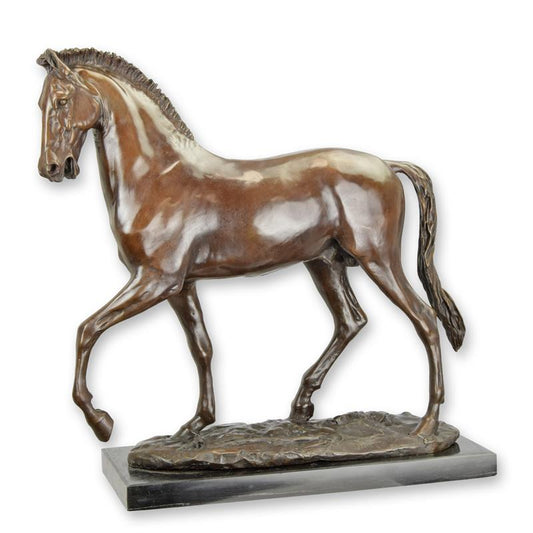 STATUE MODERNE SCULPTURE BRONZE CHEVAL AU TROTTING