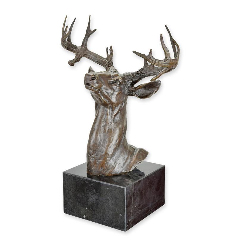 STATUE MODERNE SCULPTURE BRONZE TETE DE CERF