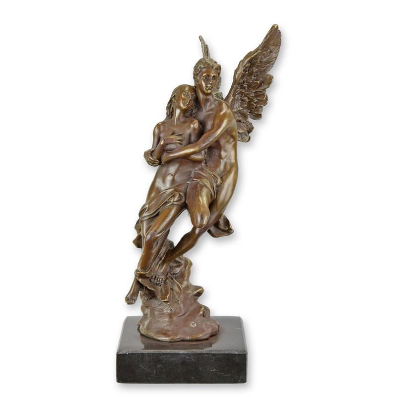 STATUE MODERNE SCULPTURE BRONZE DE CUPIDON ET Psyché