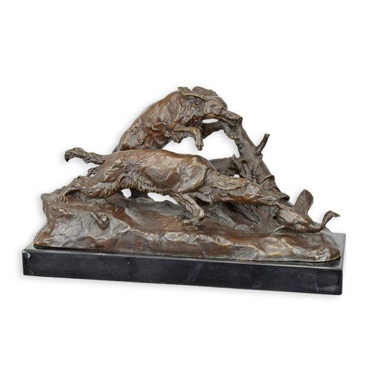 STATUE MODERNE SCULPTURE BRONZE CHASSE AUX CANARDS