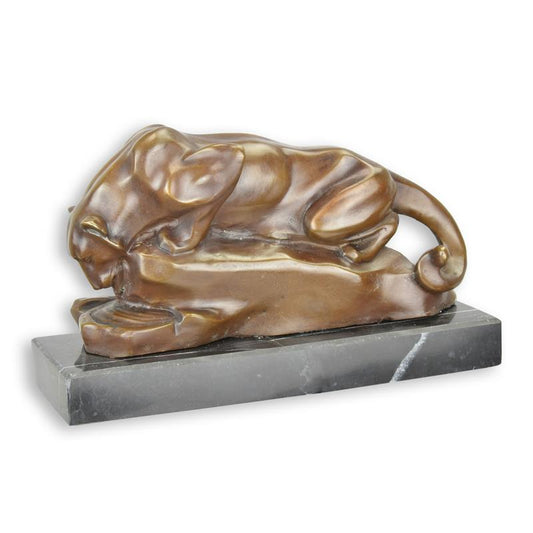 STATUE MODERNE SCULPTURE BRONZE COUGAR À LA PISCINE